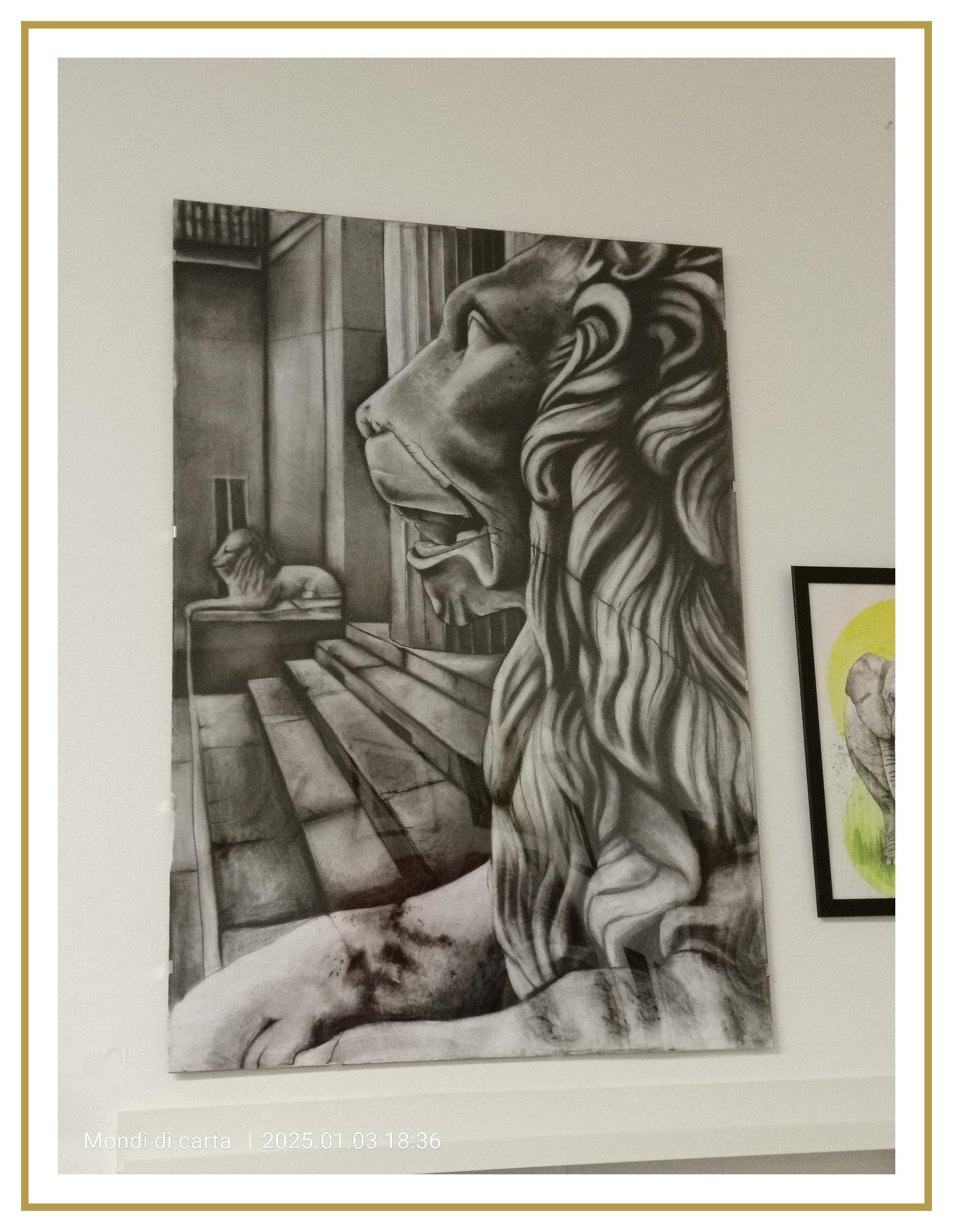 Leone a carboncino realizzato da Daniela
