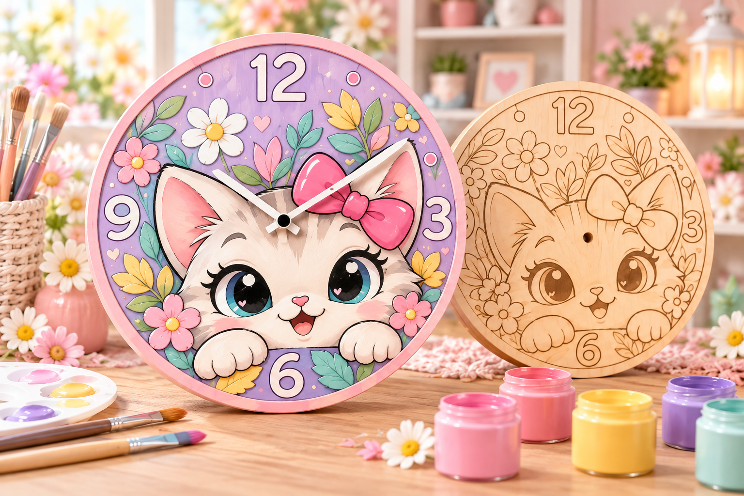 Orologio gattina laboratorio creativo bambini Busto Arsizio
