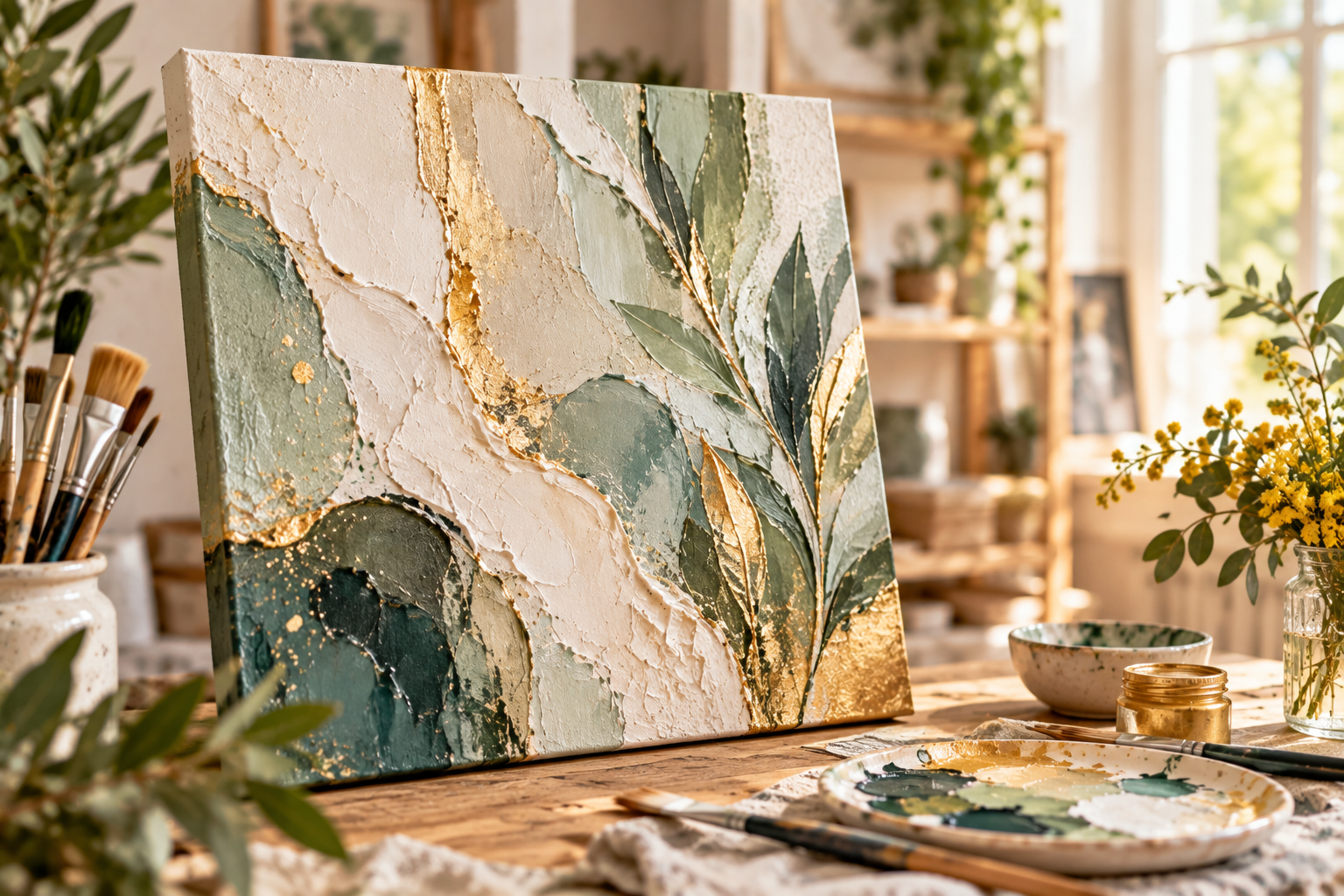 Tela materica astratta - laboratorio di pittura Home Decor per adulti a Busto Arsizio
