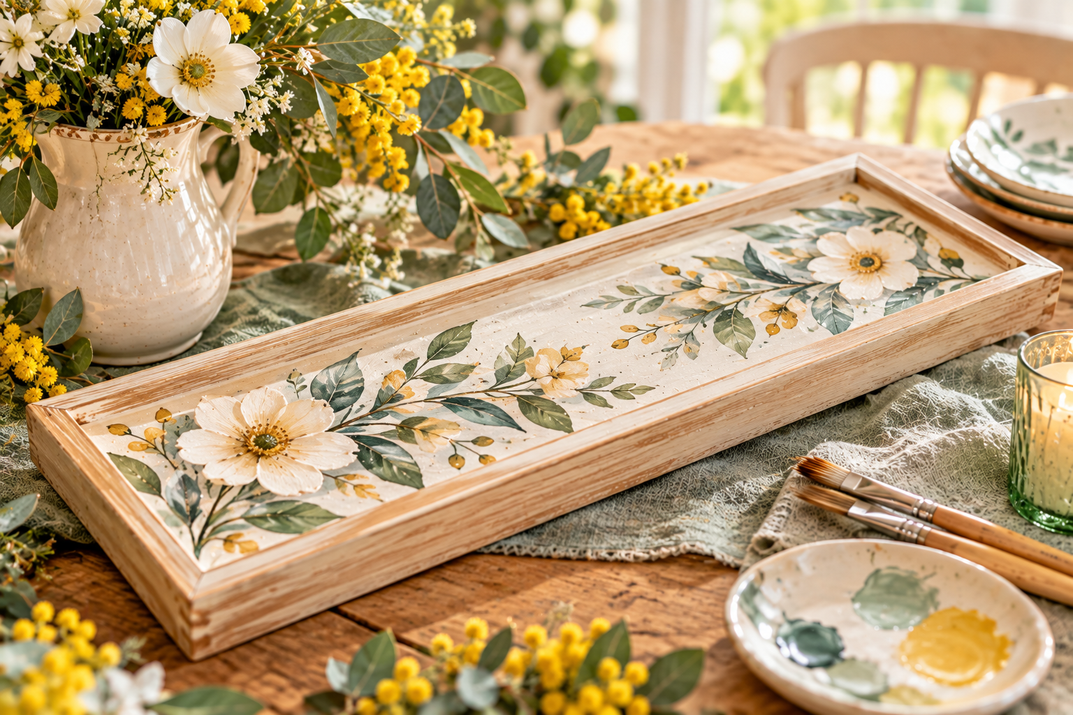 Vassoio floreale dipinto a mano - laboratorio Home Decor per adulti a Busto Arsizio